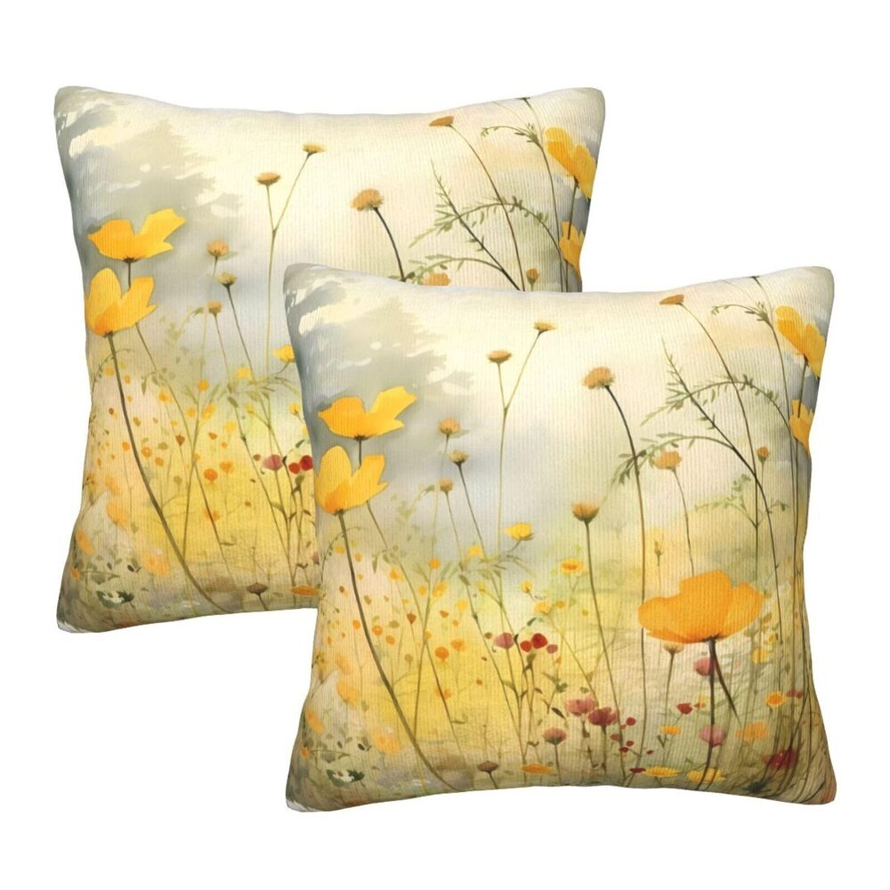 4017 Flowers Throw Pillow Covers 18 X 18 Inch Set of 2 Pillow Cases